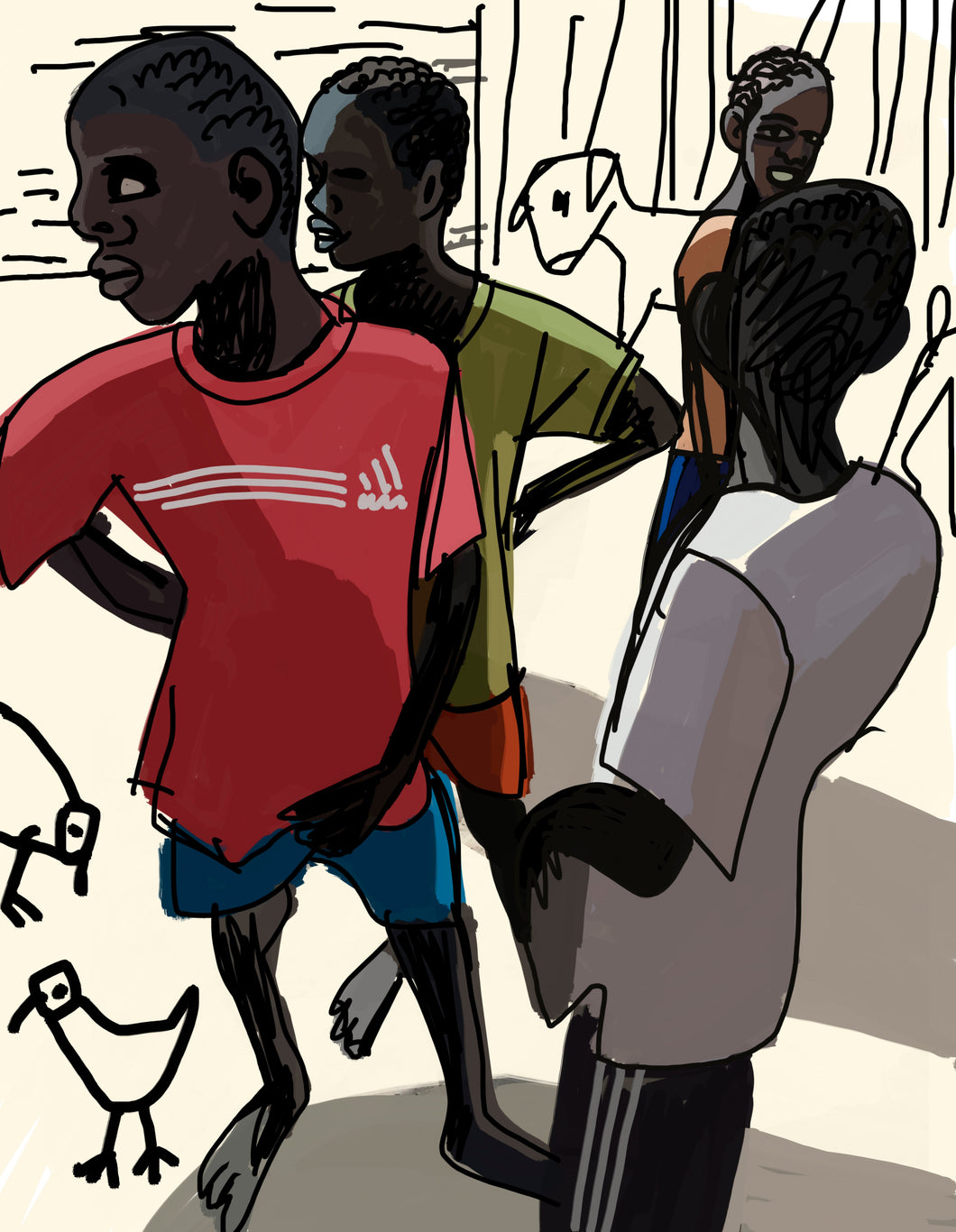 19 Esperando a los colegas. Print numerado de Javier Mariscal